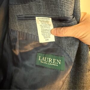 Lauren Ralph Lauren Green Label Tweed Navy Blue Sport Coat Blazer Wool Blend